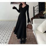 ブラック | Vネックニットワンピース | Ulysses