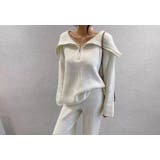 ニット襟付きトップスワイドパンツセットアップ | Ulysses | 詳細画像1 