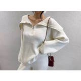 ニット襟付きトップスワイドパンツセットアップ | Ulysses | 詳細画像5 