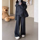 ダークグレー | ニット襟付きトップスワイドパンツセットアップ | Ulysses