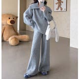 ニット襟付きトップスワイドパンツセットアップ | Ulysses | 詳細画像11 