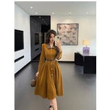 カラーコントラストの襟付きシングルブレストワンピース | Ulysses | 詳細画像1 