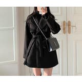 ブラック | リボン襟付きダブルブレストメルトンジャケット | Ulysses