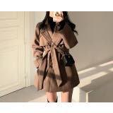 ブラウン | リボン襟付きダブルブレストメルトンジャケット | Ulysses