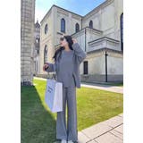 グレー | ニットサイドスリットトップスワイドパンツセットアップ | Ulysses