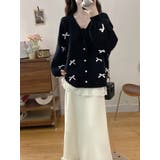 ブラック | リボンVネックカーディガンジャケット | Ulysses