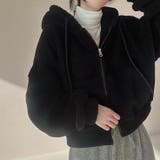 ブラック | ショートフード付き羊羔毛ジャケット | Ulysses