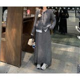 グレー | ニット切り替えシングルブレストトップススカートセットアップ | Ulysses