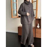 ブラウン | 襟付きシングルブレストニットトップスワイドパンツセットアップ | Ulysses