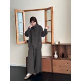 襟付きシングルブレストニットトップスワイドパンツセットアップ | Ulysses | 詳細画像6 