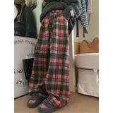 レッド | メルトンチェック柄ワイドパンツ | Ulysses