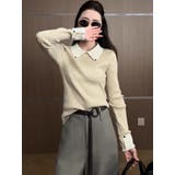 カラーコントラストの襟付きニットトップス | Ulysses | 詳細画像1