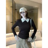 カラーコントラストの襟付きニットトップス | Ulysses | 詳細画像6