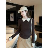 カラーコントラストの襟付きニットトップス | Ulysses | 詳細画像8