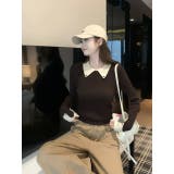 カラーコントラストの襟付きニットトップス | Ulysses | 詳細画像9