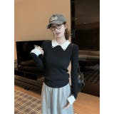 カラーコントラストの襟付きニットトップス | Ulysses | 詳細画像10