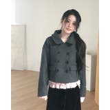 グレー | 襟付きダブルブレストショートメルトンジャケット | Ulysses