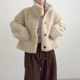ベージュ | スタンドカラーショート羊羔毛ジャケット | Ulysses