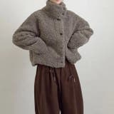 ブラウン | スタンドカラーショート羊羔毛ジャケット | Ulysses