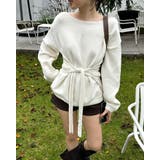 ベージュ | リボンオフショルダーセーター | Ulysses