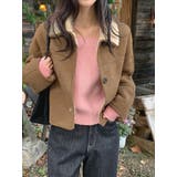 襟付きシングルブレスト鹿の毛皮の綿毛ショートジャケット | Ulysses | 詳細画像3