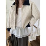 ベージュ | カラーコントラストの襟付きショートコーデュロイジャケット | Ulysses