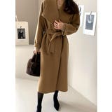 キャメル | リボン襟付きロングメルトンジャケット | Ulysses