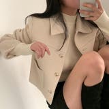 ベージュ | ショート襟付きシングルブレストメルトンジャケット | Ulysses