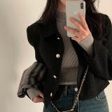 ブラック | ショート襟付きシングルブレストメルトンジャケット | Ulysses