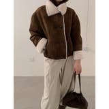 ブラウン | ショートダブルブレスト鹿の毛皮の綿毛ジャケット | Ulysses