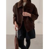 ダークブラウン | ショートダブルブレスト鹿の毛皮の綿毛ジャケット | Ulysses