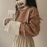 ブラウン | 鹿の毛皮の綿毛ボアショートジャケット | Ulysses