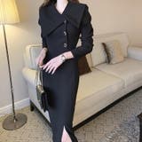 ブラック | 襟付きスリットワンピース | Ulysses