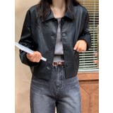 ブラック | 襟付きシングルブレスト合成皮革ジャケット | Ulysses