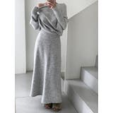 ライトグレー | ニットオフショルダートップススカートセットアップ | Ulysses