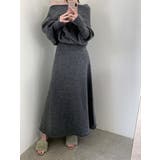 ダークグレー | ニットオフショルダートップススカートセットアップ | Ulysses