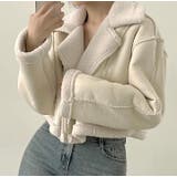 ベージュ | 襟付き鹿の毛皮の綿毛ボアジャケット | Ulysses