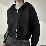 ブラック | ニットフード付きダブルジップジャケット | Ulysses