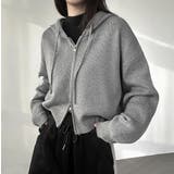 グレー | ニットフード付きダブルジップジャケット | Ulysses