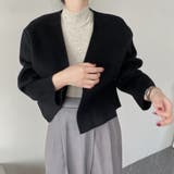 ブラック | ショートVネックメルトンジャケット | Ulysses