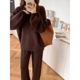 ブラウン | ニットトップスワイドパンツセットアップ | Ulysses