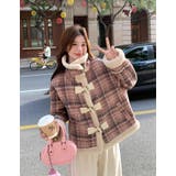 ピンク | ショートチェック柄ボアジャケット | Ulysses