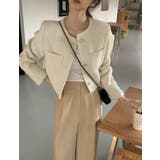 オフホワイト | ショートクルーネックシングルブレストジャケット | Ulysses