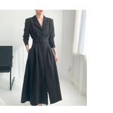 ブラック | ロング襟付きシングルブレストワンピース | Ulysses