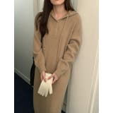 ライトブラウン | ニットフード付きワンピース | Ulysses