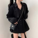 ブラック | リボンプリーツダブルブレストジャケット | Ulysses