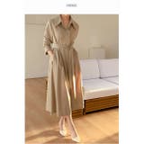 ベージュ | リボン襟付きシングルブレストワンピース | Ulysses