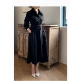 ブラック | リボン襟付きシングルブレストワンピース | Ulysses