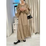 ライトブラウン | ロングリボンボートネックワンピース | Ulysses