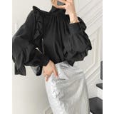 ブラック | フリルスタンドカラーシャツトップス | Ulysses